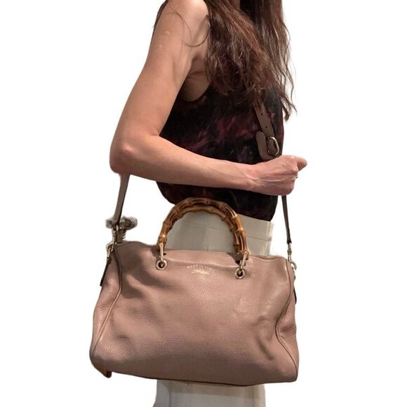 Gucci grey pink tote with strap and bamboo handle - Picture 1 of 16